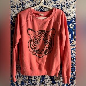 Victoria’s Secret PINK Crew Neck Pullover TIGER Sweatshirt Sz S Top Shirt Rare